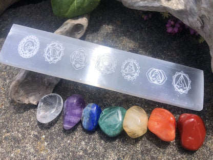 Barra de Selenita 7 Chakras para limpieza de Cuarzos