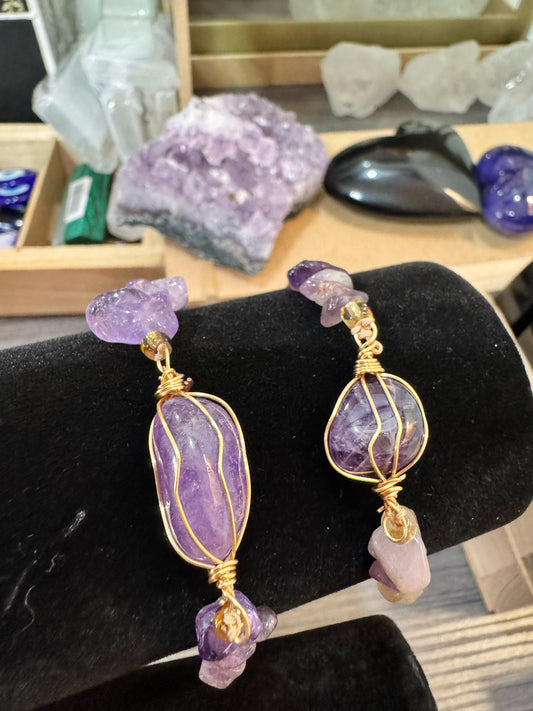 Pulsera de Cuarzo Amatista Engarzada