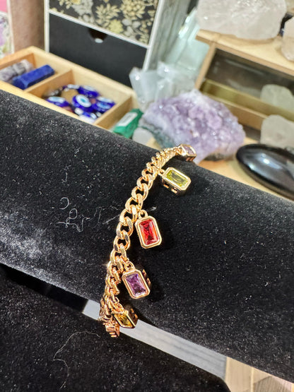 Pulsera Oro Laminado 7 Chakras Zirconia