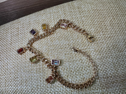 Pulsera Oro Laminado 7 Chakras Zirconia