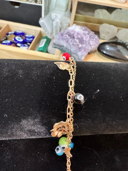 Pulsera Ojos Turcos Oro Laminado