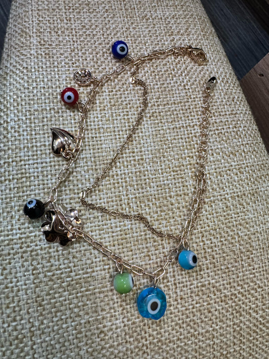 Pulsera Ojos Turcos Oro Laminado