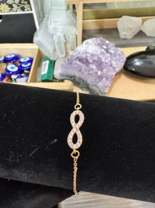 Pulsera Infinito Oro laminado y Zirconias