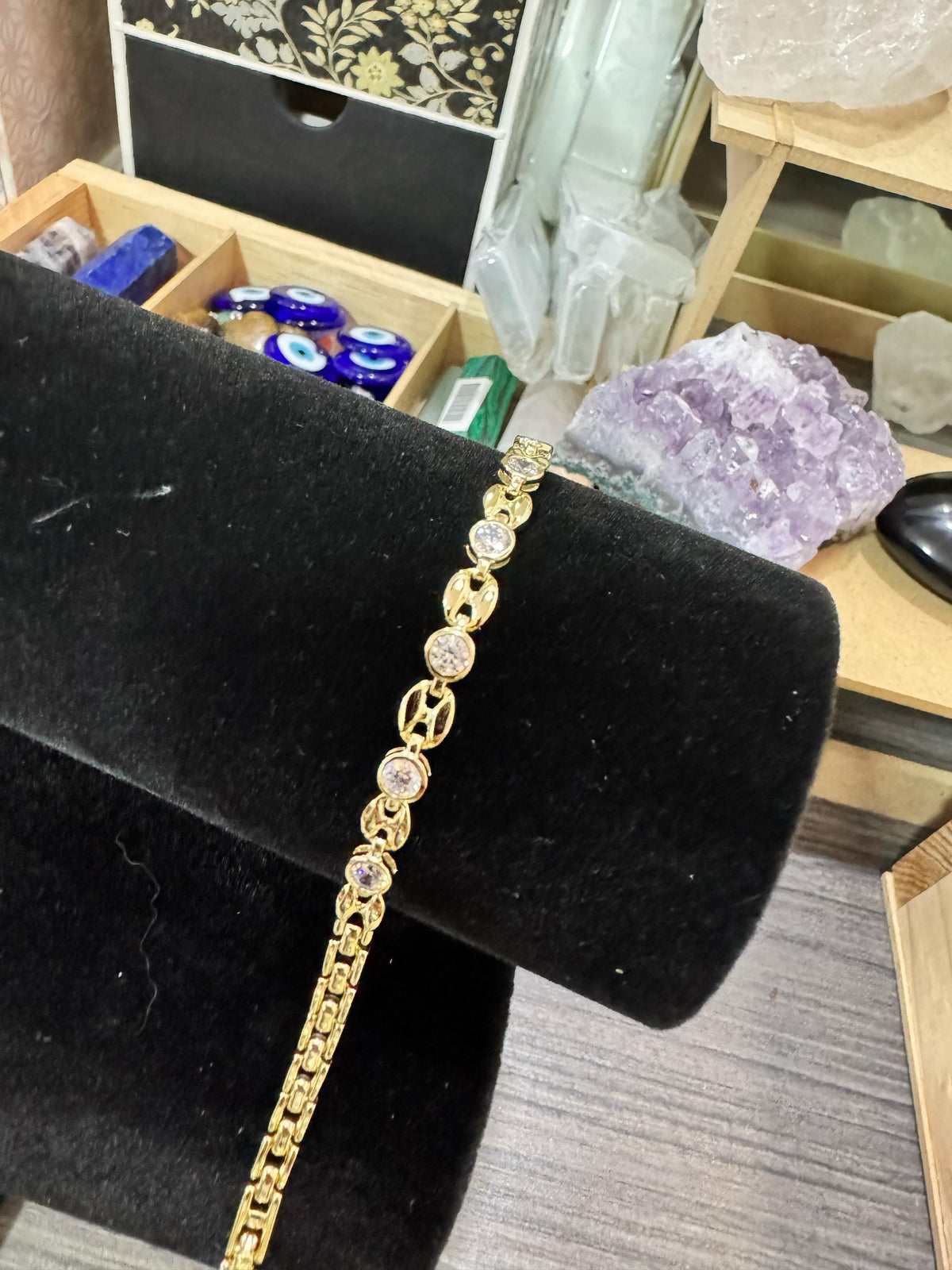 Pulsera Oro Laminado y Zirconia M10