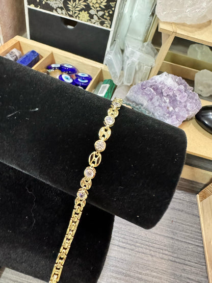 Pulsera Oro Laminado y Zirconia M10