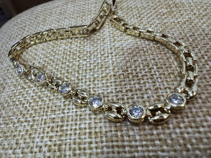 Pulsera Oro Laminado y Zirconia M10