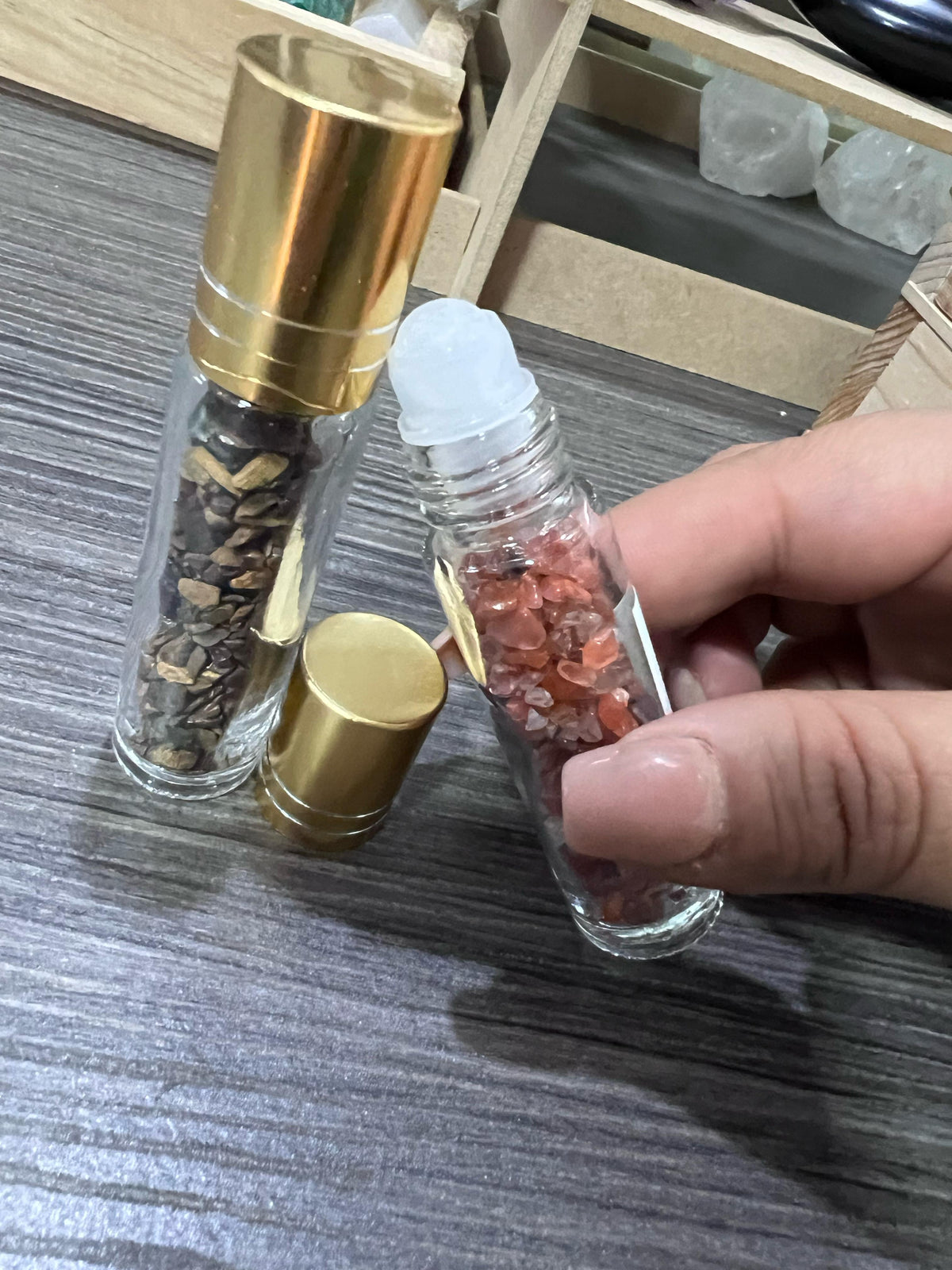 Perfumero Roll On con Cuarzo Ojo de Tigre
