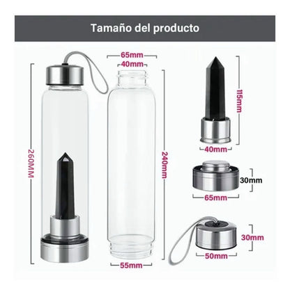 TERMO Botella de Cuarzo OBSIDIANA NEGRA
